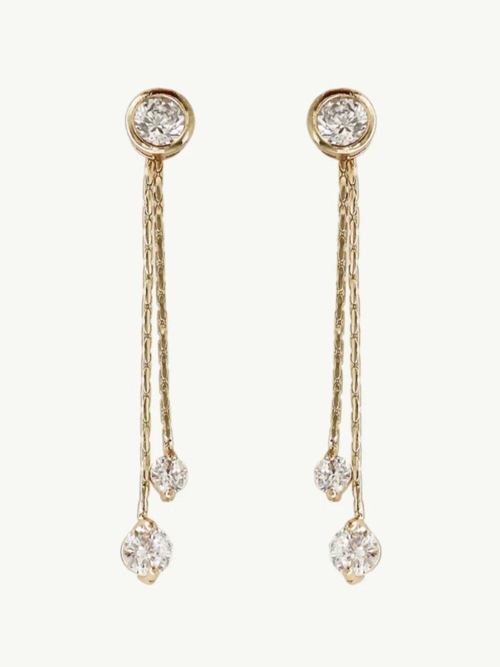 Studio Bride by A.B. Ellie Bezel 2:1 Double Strand Earrings Gold Bridal NWT